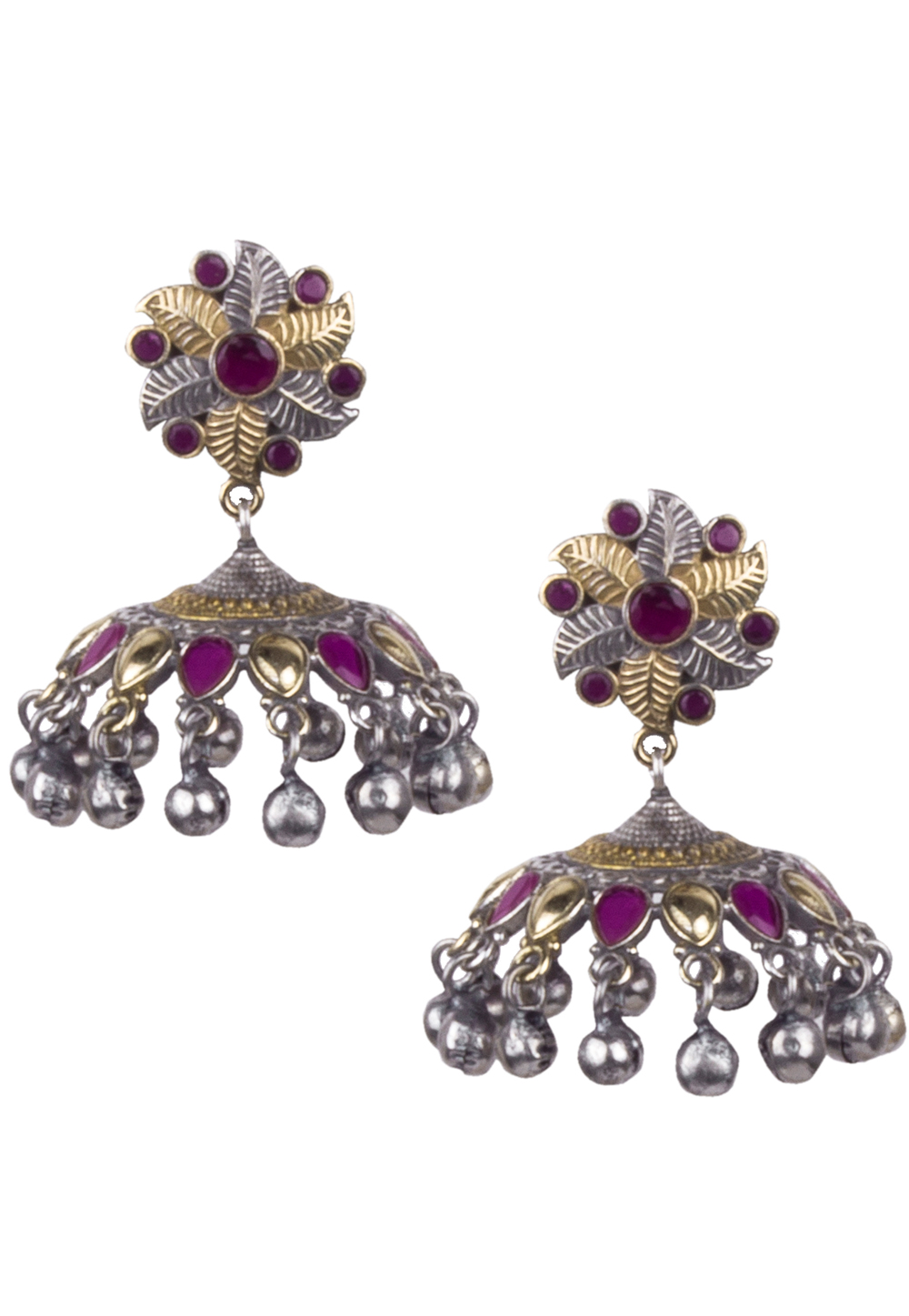 Pink Brass Kundan Earrings 164883