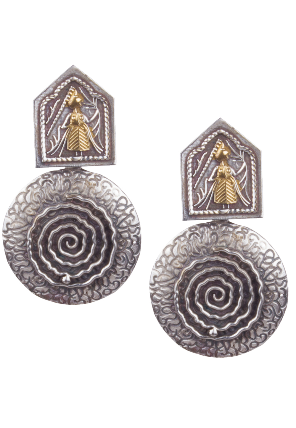 Silver Brass Kundan Earrings 164886