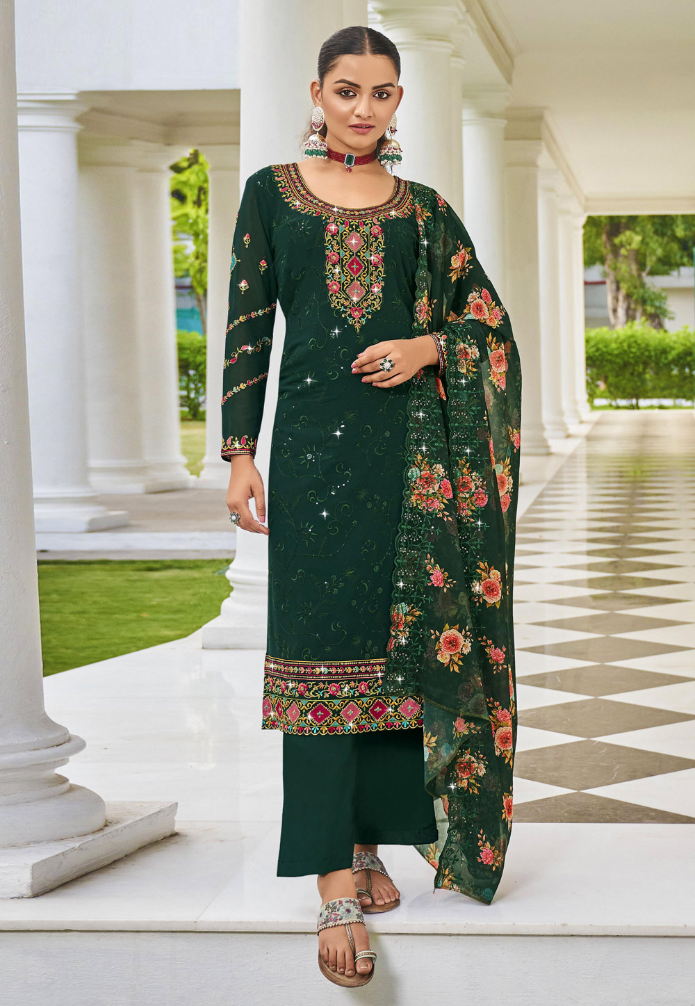 Green Georgette Pakistani Suit 265644