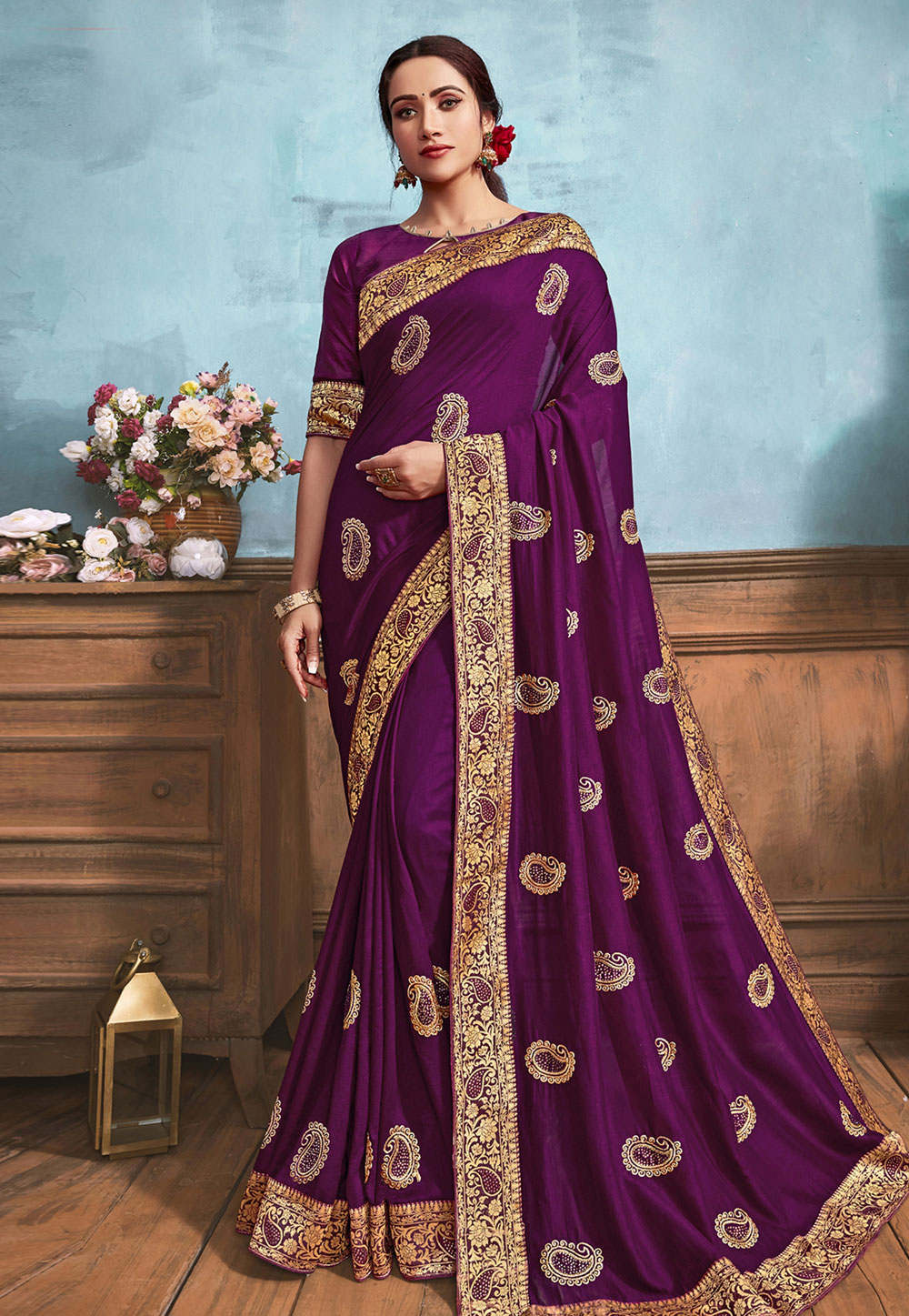 Purple Silk Saree With Blouse 201411