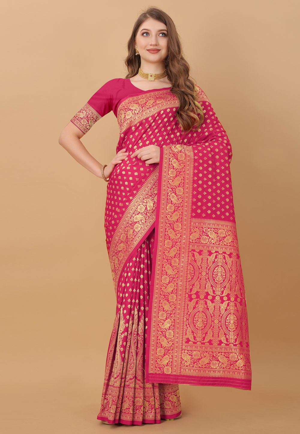 Magenta Silk Saree With Blouse 244516