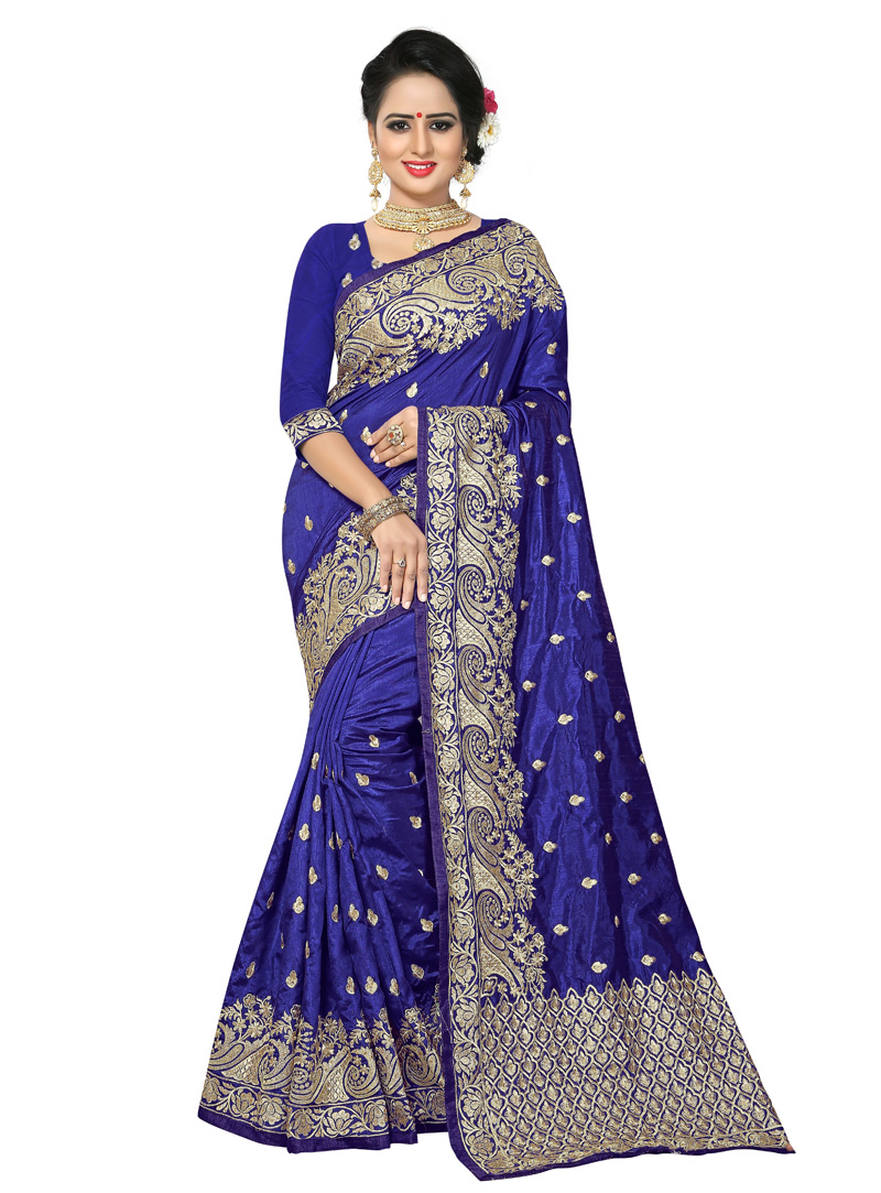 Navy Blue Art Silk Festival Wear Saree 139172