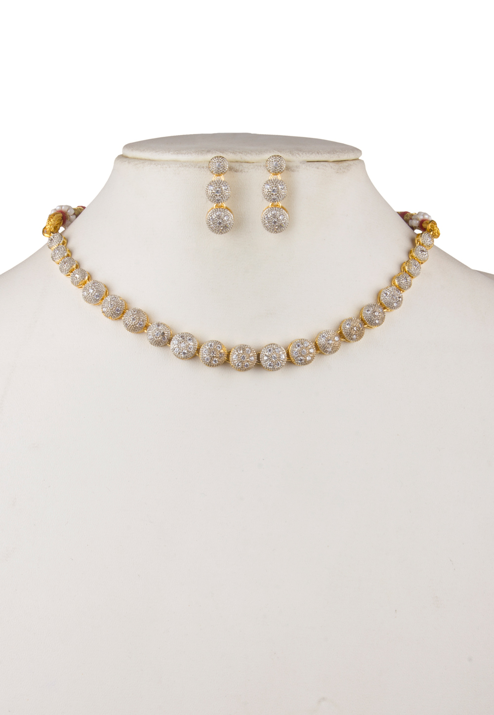 Silver Brass Gold Plated Necklace With Earrings 171902