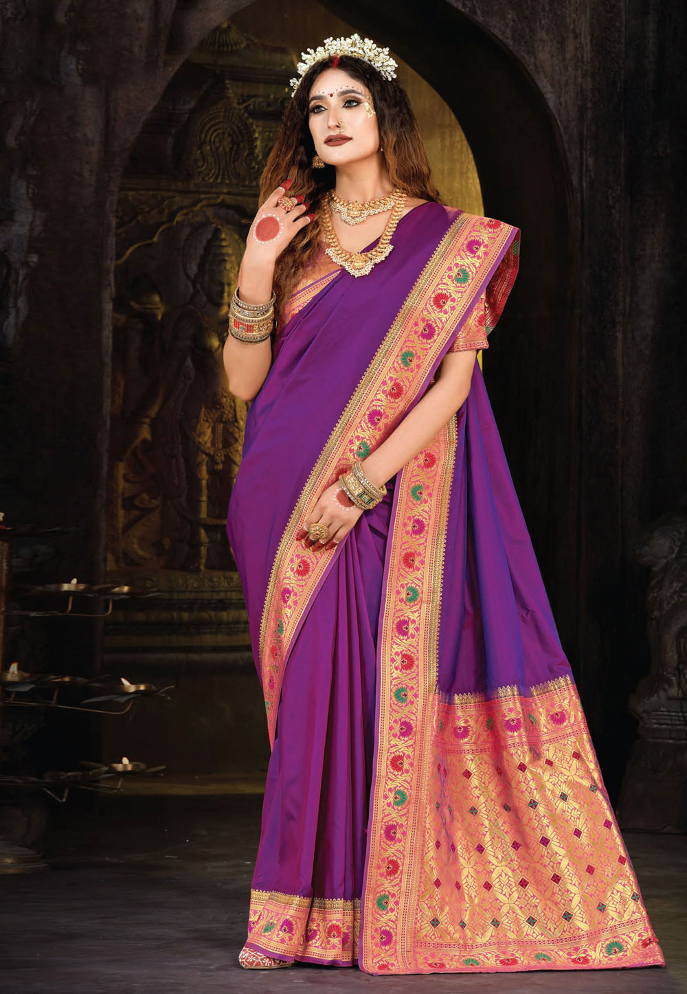 Violet Silk Saree With Blouse 274236
