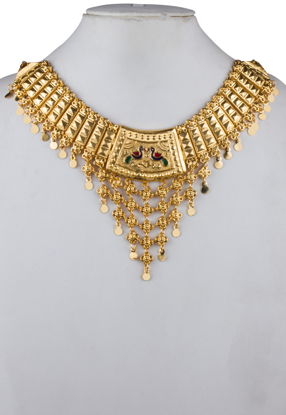 Golden Brass Gold Plated Heavy Necklace Set 171911