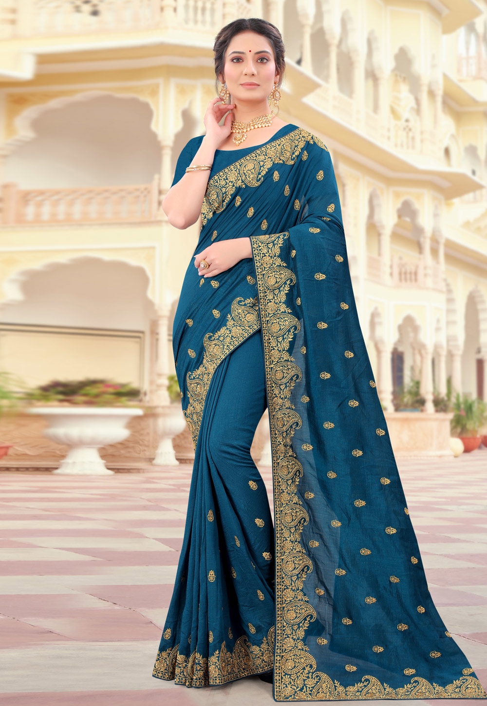 Blue Silk Festival Wear Saree 232555