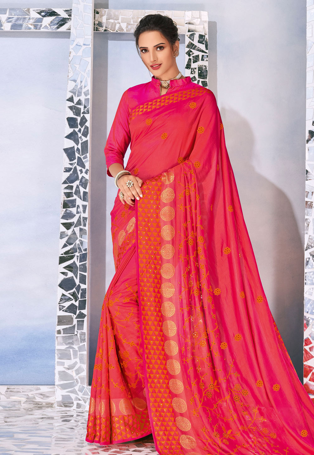 Pink Silk Saree With Blouse 201956