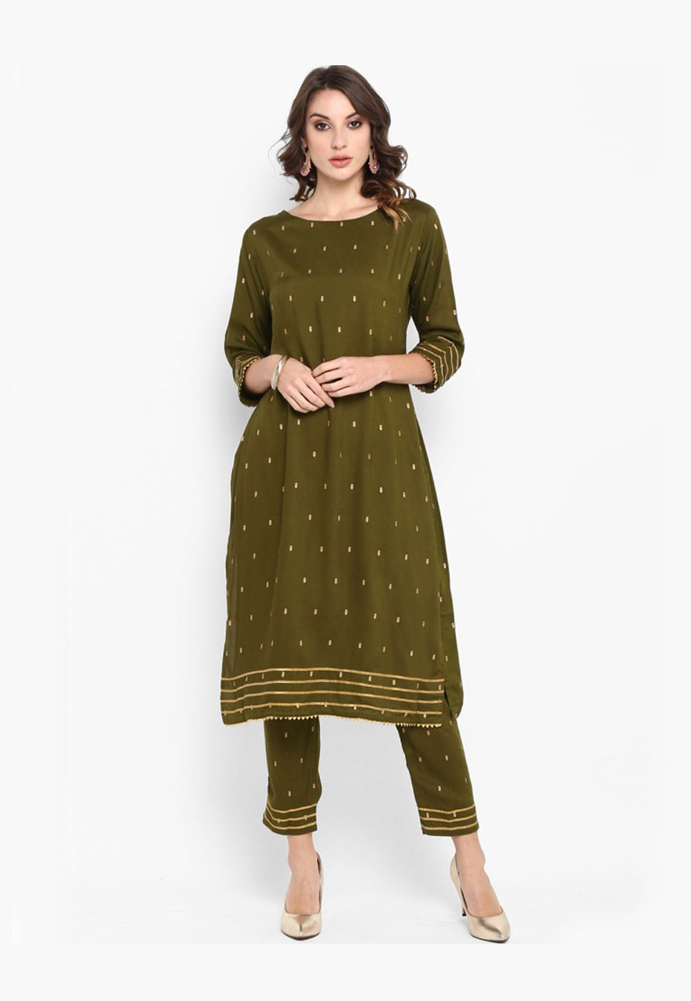 Green Rayon Readymade Pant Style Suit 203156