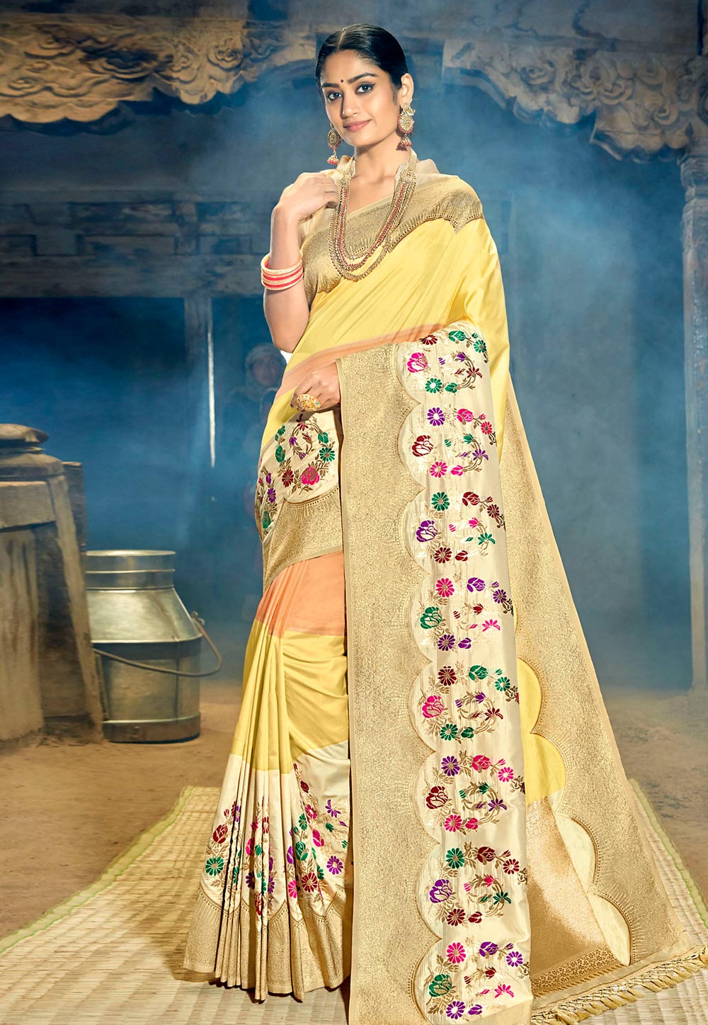 Yellow Banarasi Silk Saree With Blouse 202813