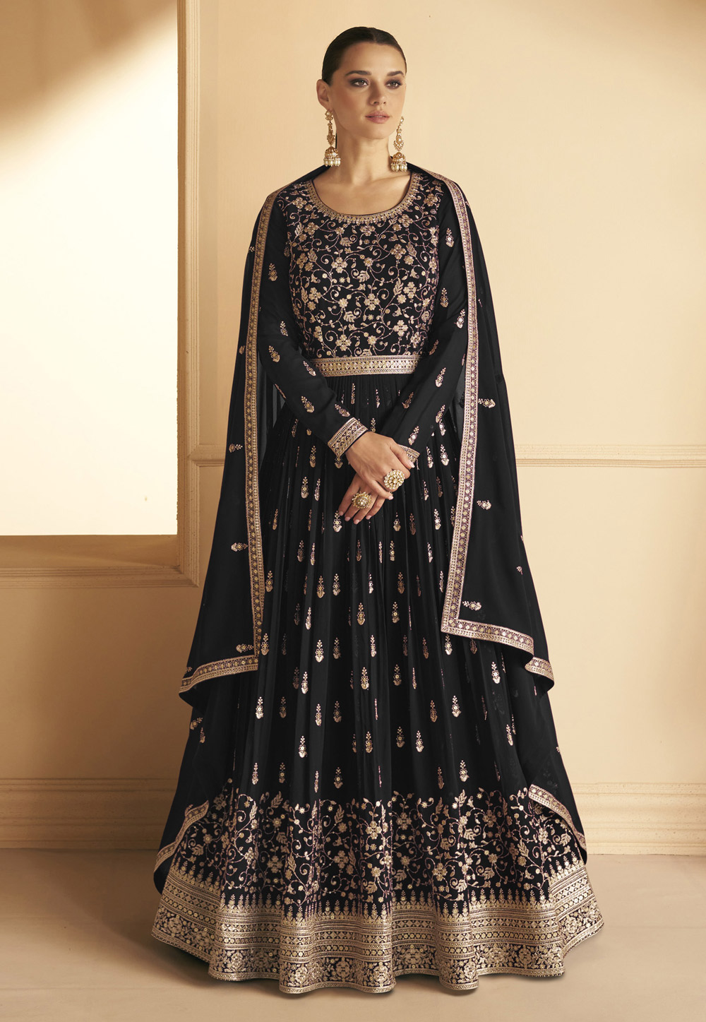Black Georgette Anarkali Salwar Kameez 273972