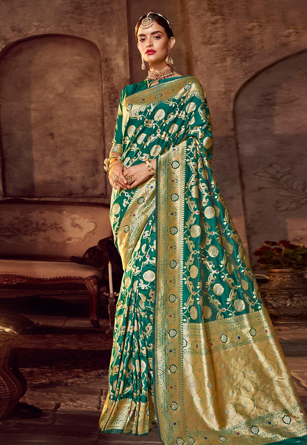 Green Banarasi Silk Festival Wear Saree 202761
