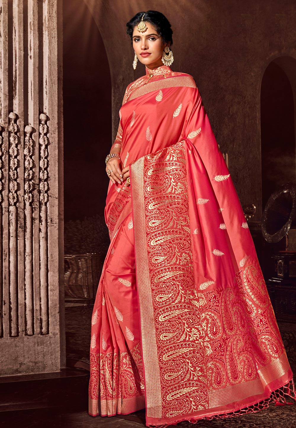 Pink Banarasi Silk Festival Wear Saree 202763