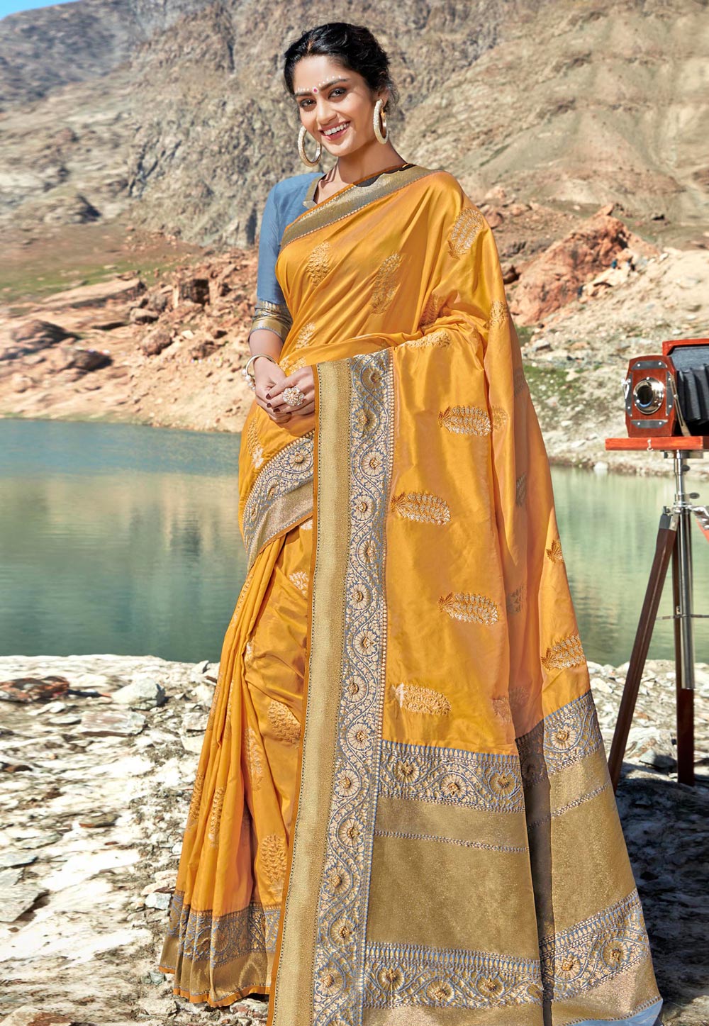 Yellow Banarasi Silk Festival Wear Saree 202780