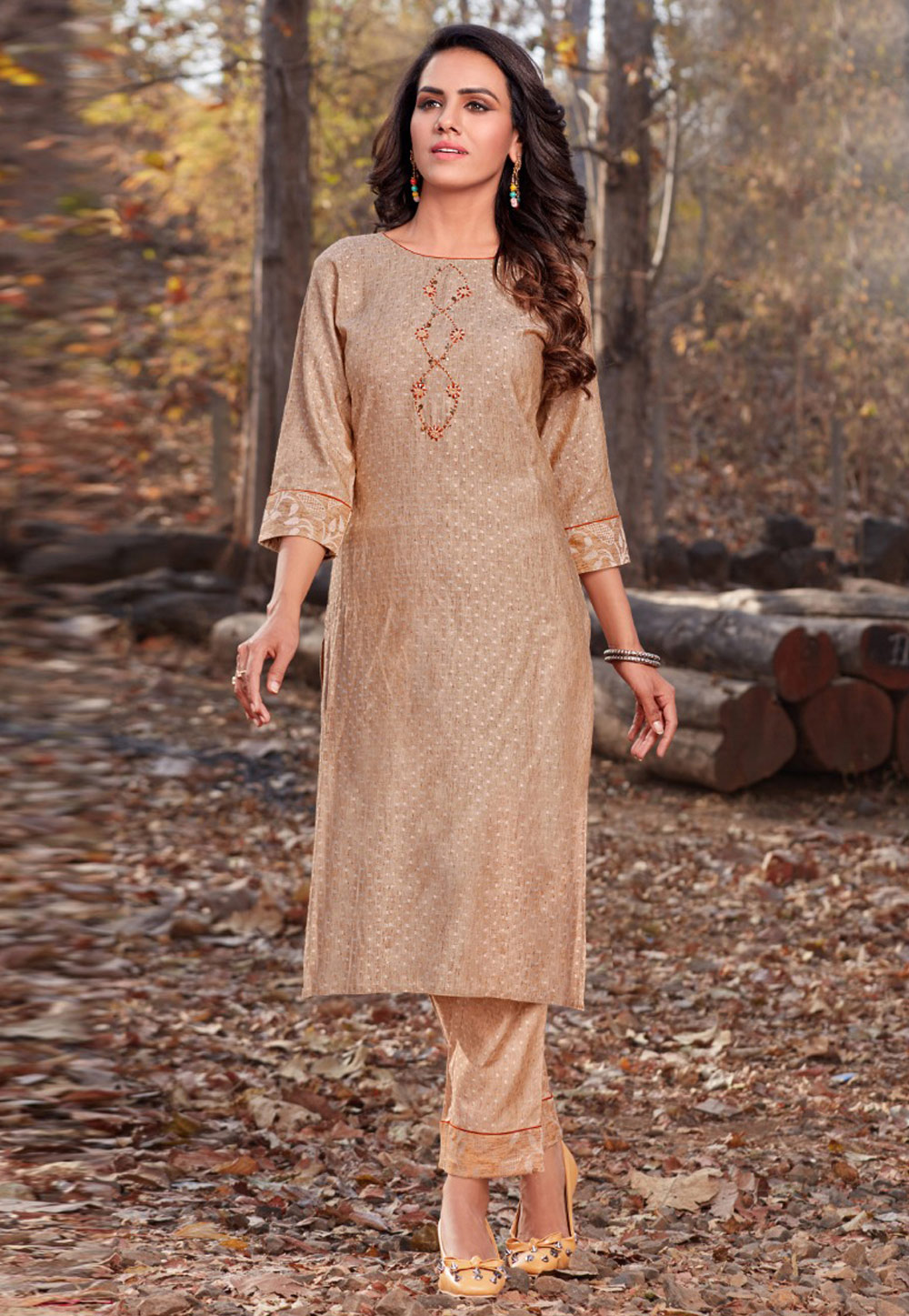 Light Brown Jacquard Readymade Pant Style Suit 202795