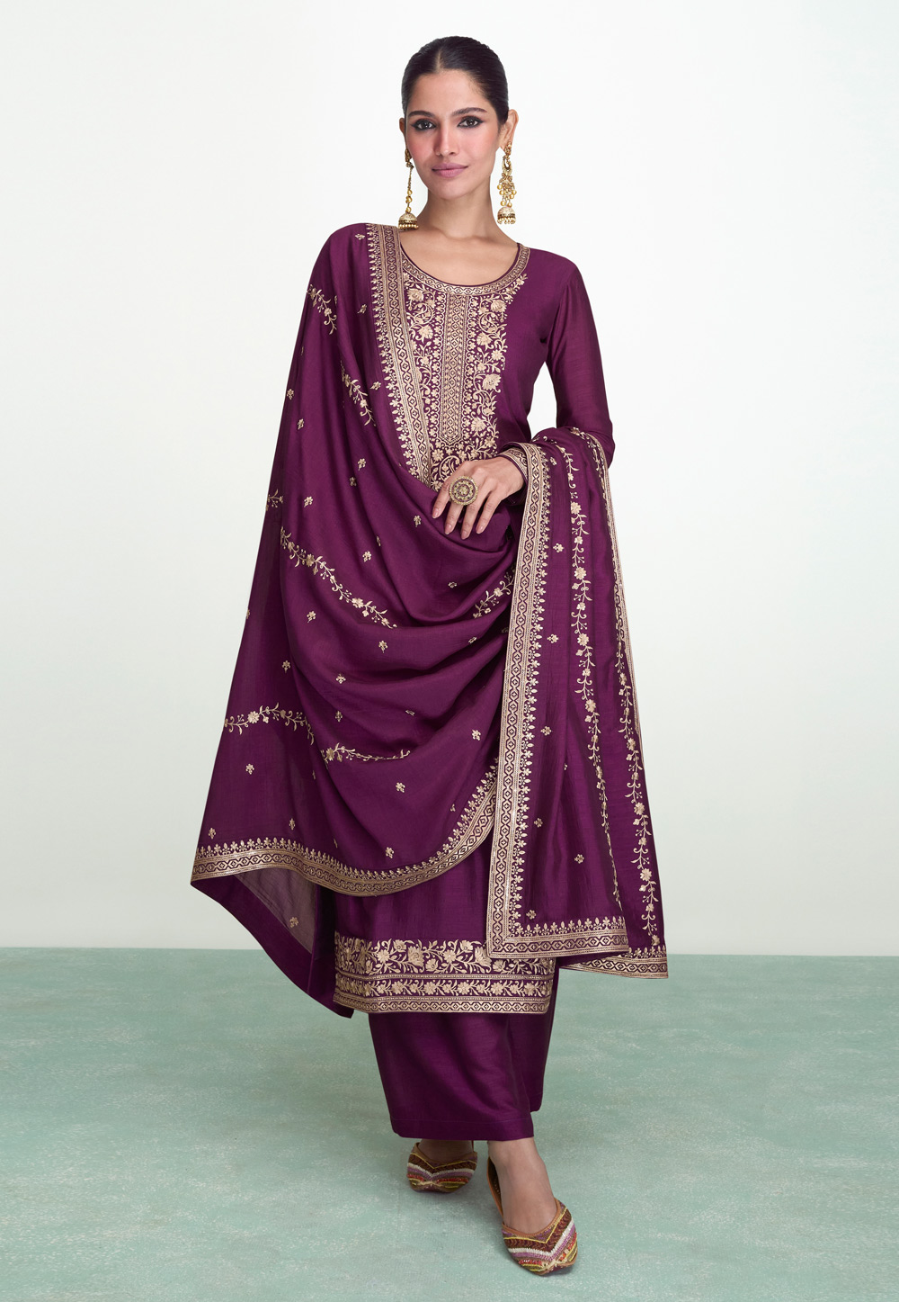 Purple Silk Palazzo Suit 275513