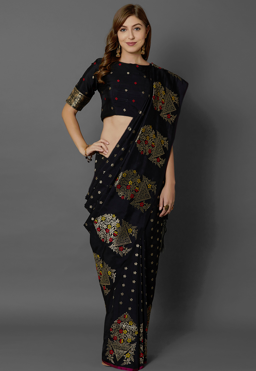 Black Silk Festival Wear Saree 202856