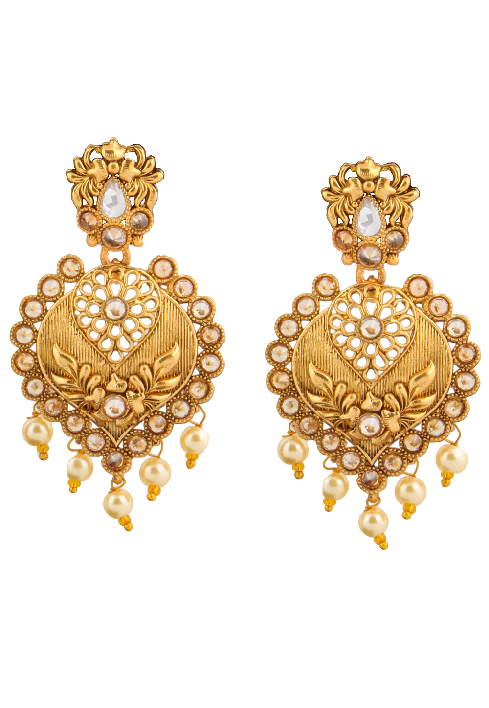 Golden Alloy Earrings 179726