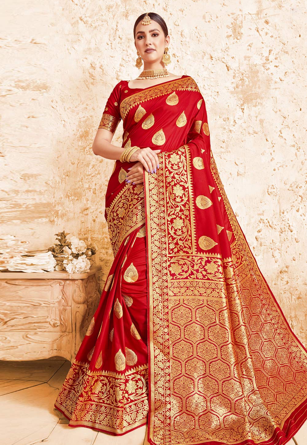 Red Silk Saree With Blouse 202864