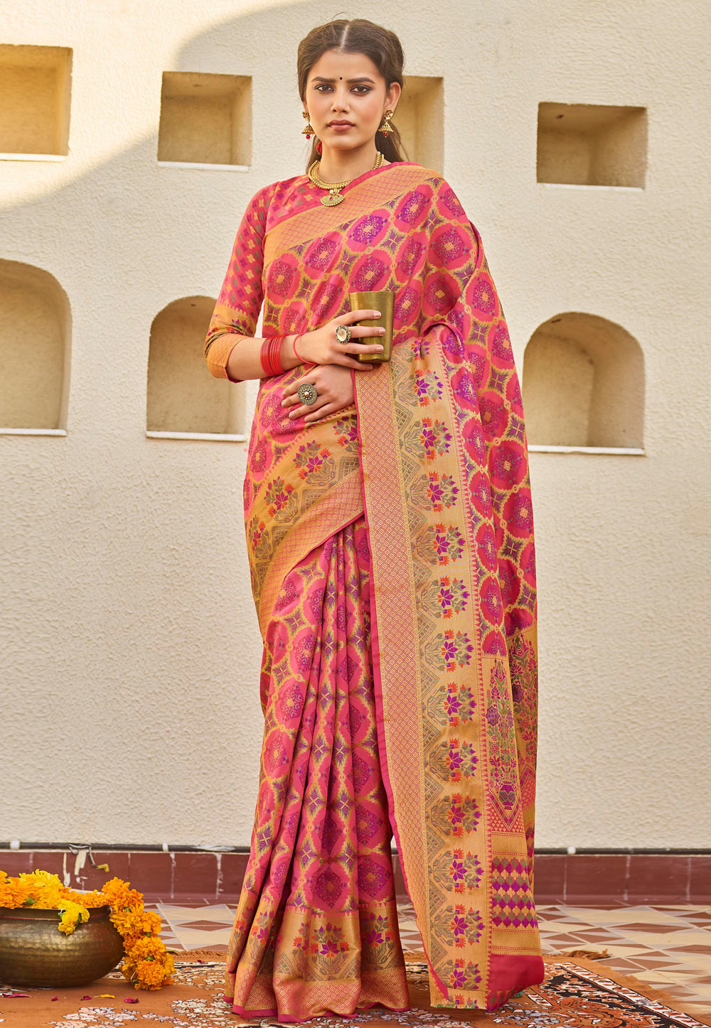 Pink Silk Saree With Blouse 203014