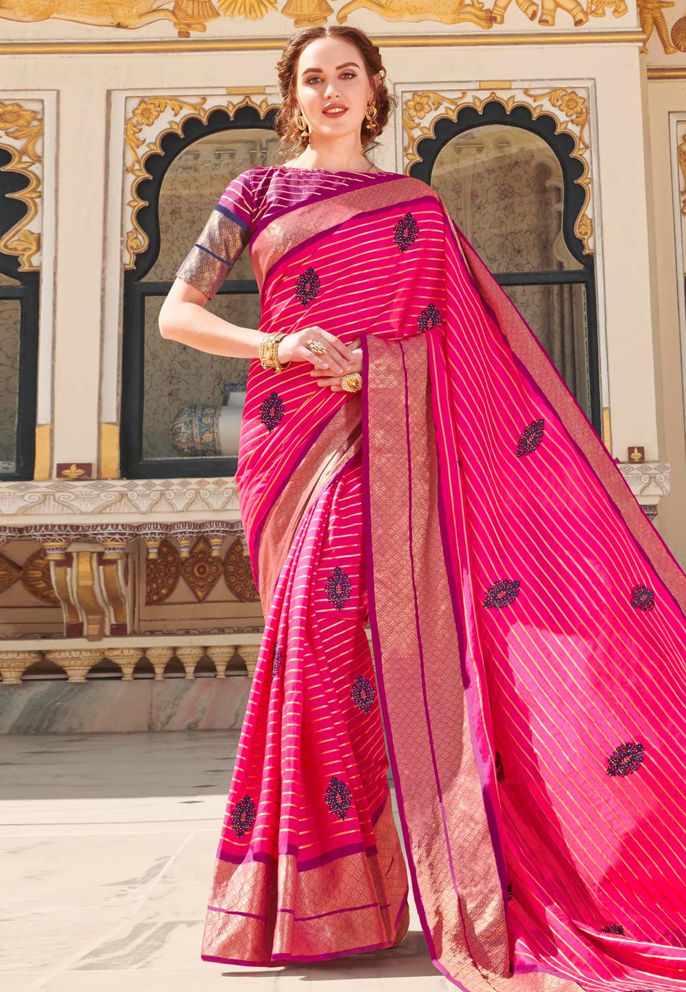 Pink Linen Saree With Blouse 202942