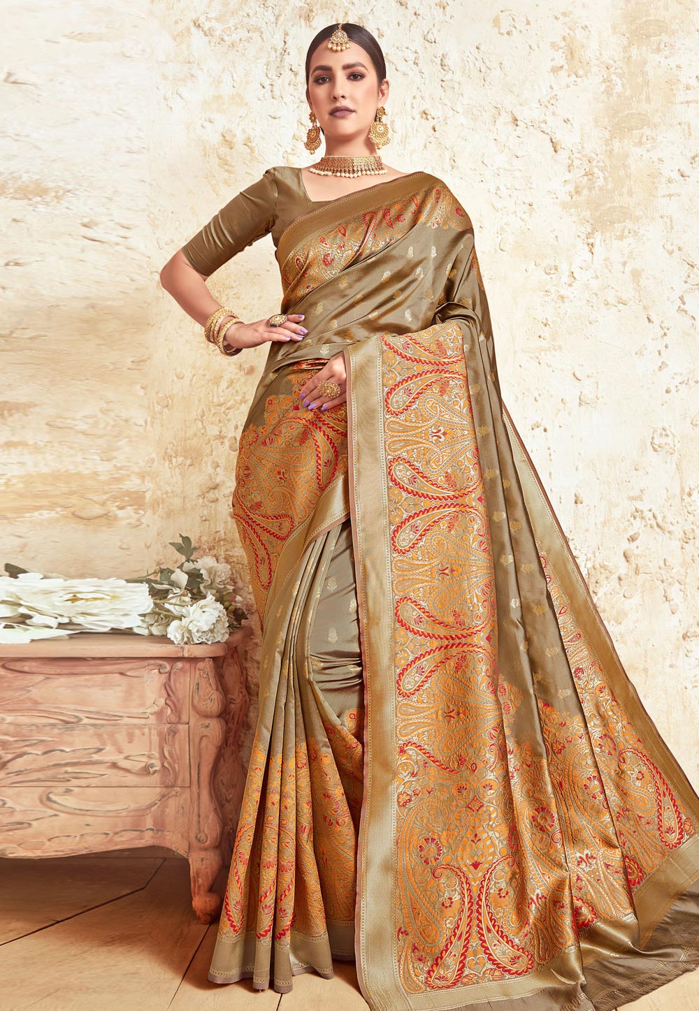 Golden Silk Festival Wear Saree 203134