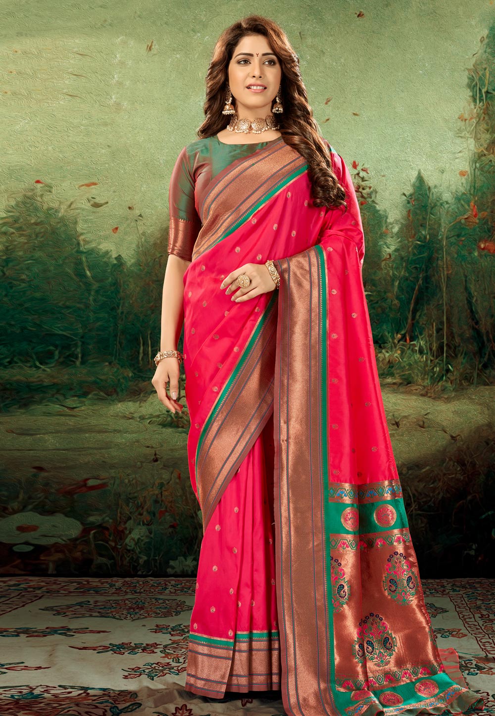 Magenta Silk Saree With Blouse 264469