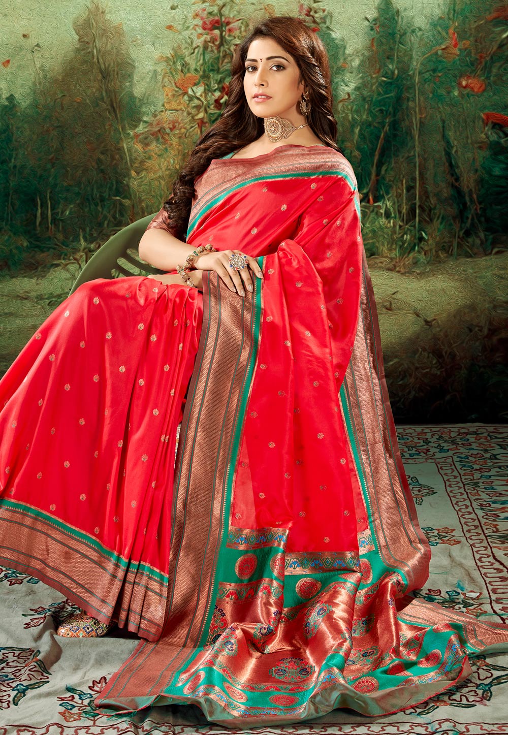 Red Silk Saree With Blouse 264471