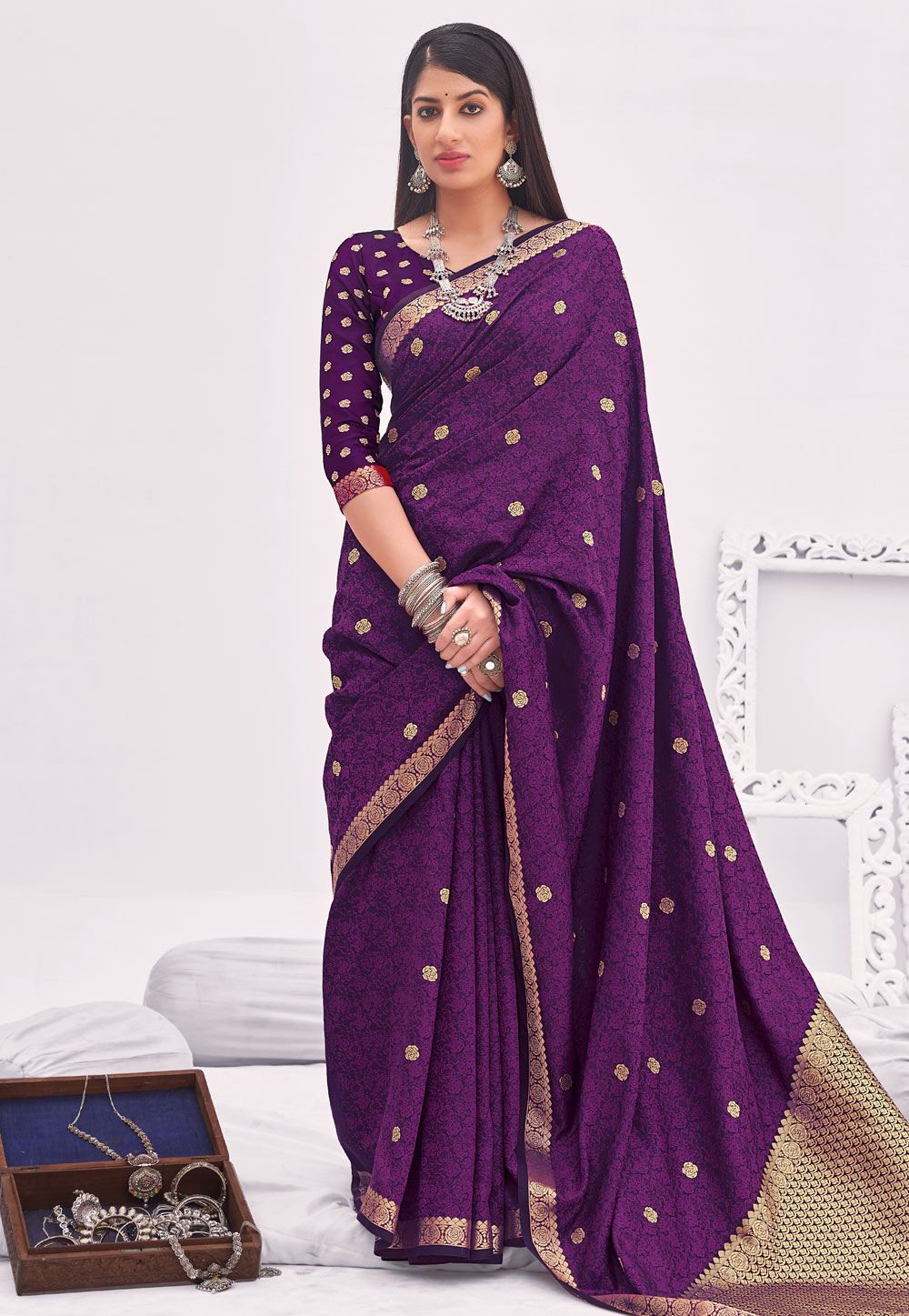 Purple Banarasi Silk Festival Wear Saree 242020