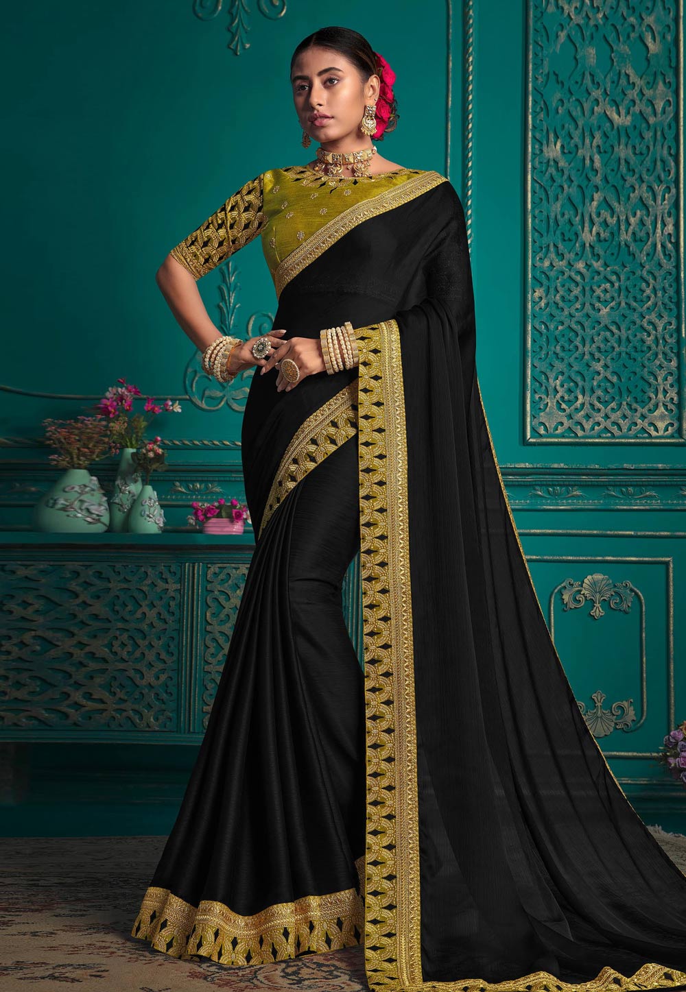 Black Silk Saree With Blouse 248441
