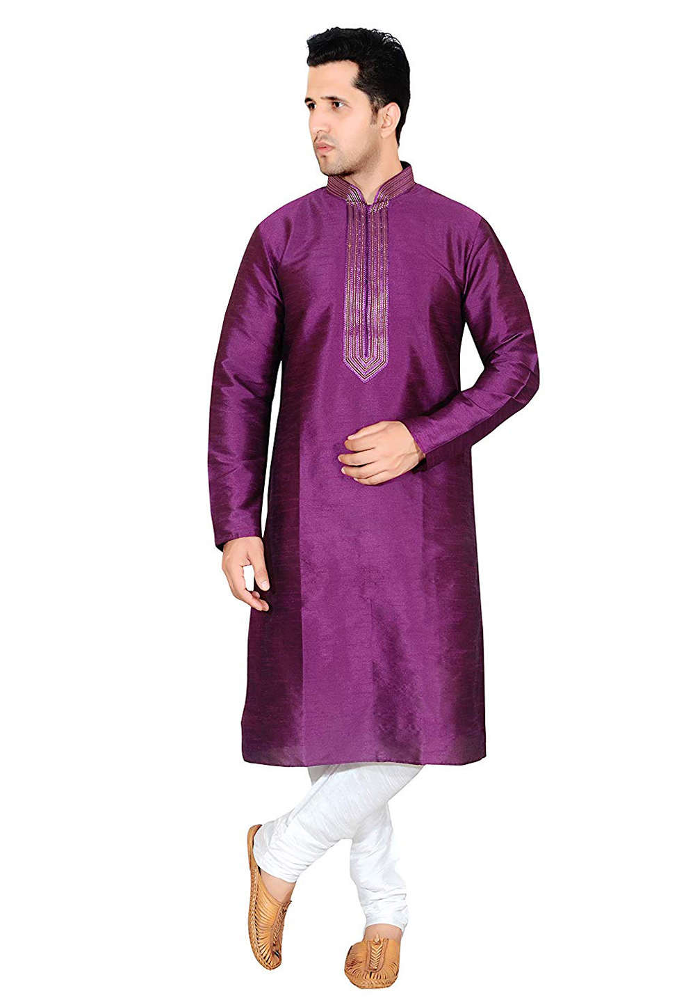 Purple Silk Readymade Kurta Pajama 206263