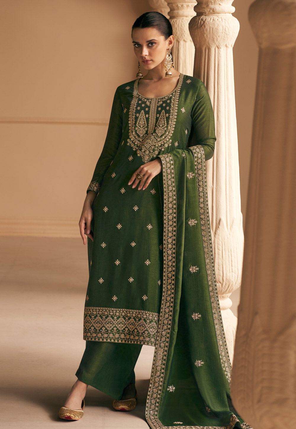 Mehndi Silk Palazzo Suit 275639