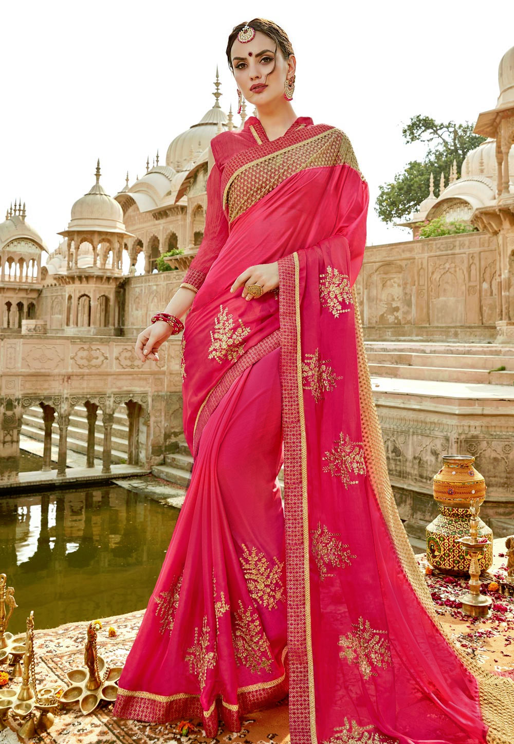 Pink Georgette Saree With Blouse 165644
