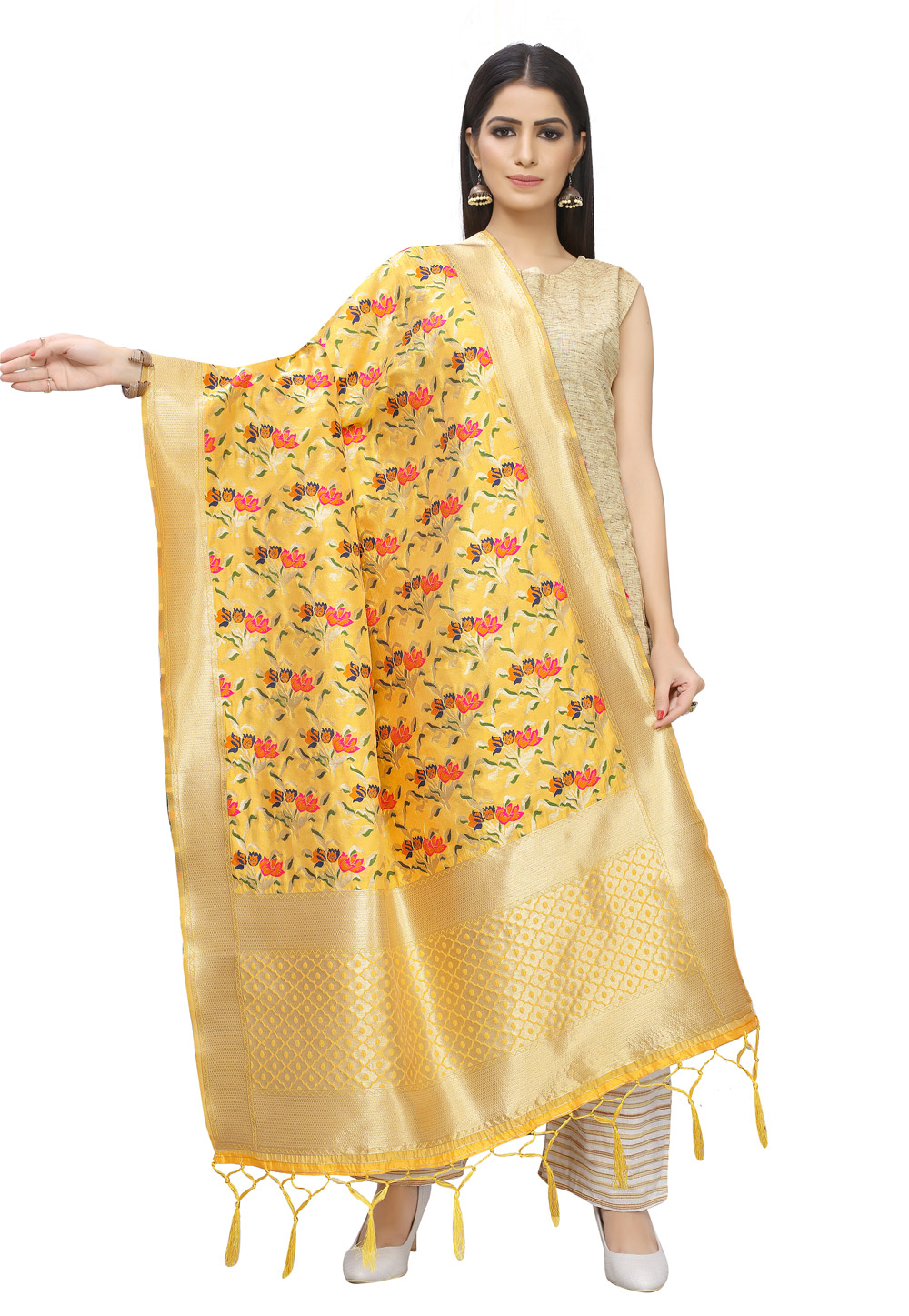 Yellow Banarasi Silk Dupatta 201797