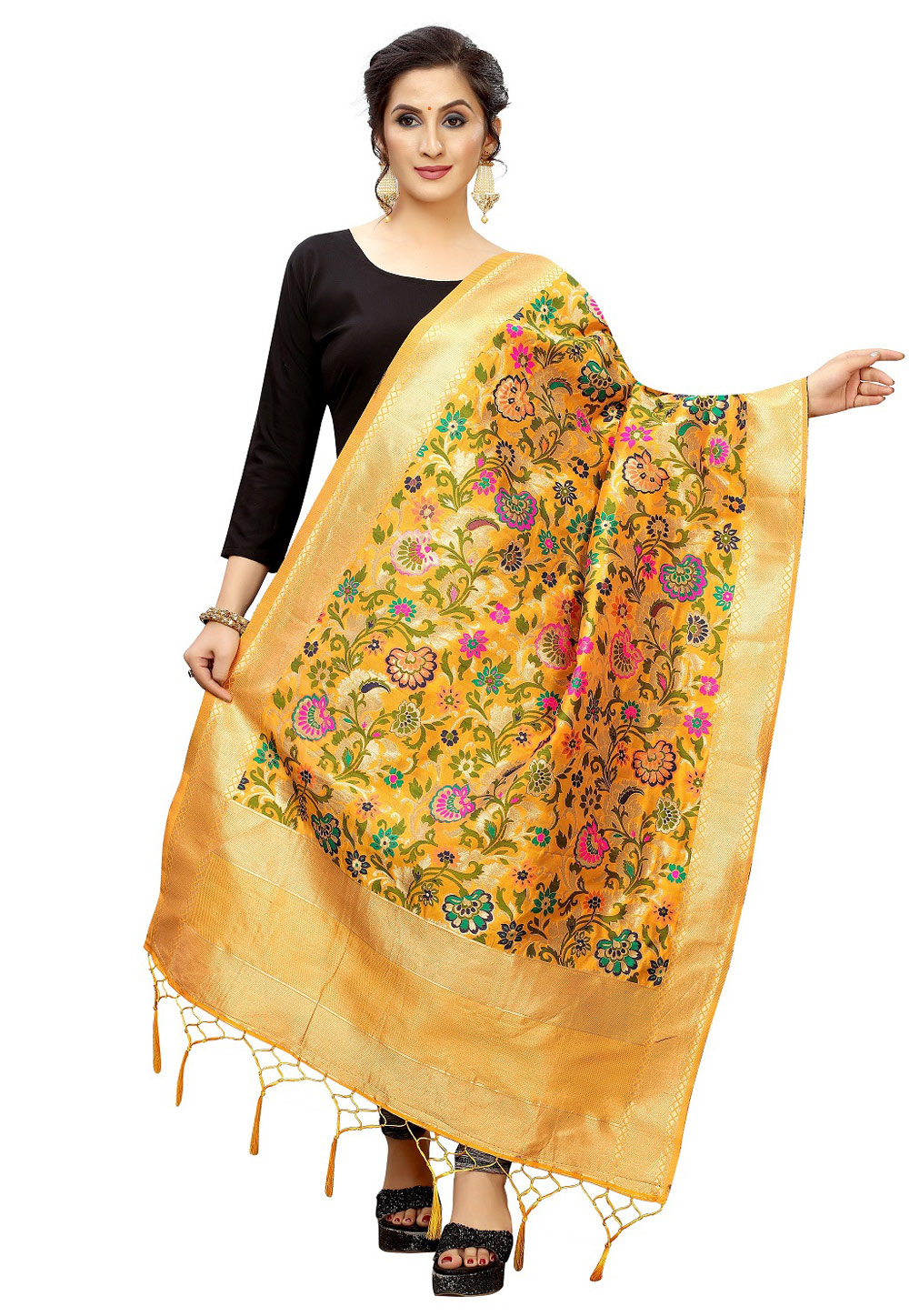 Yellow Banarasi Silk Dupatta 201816