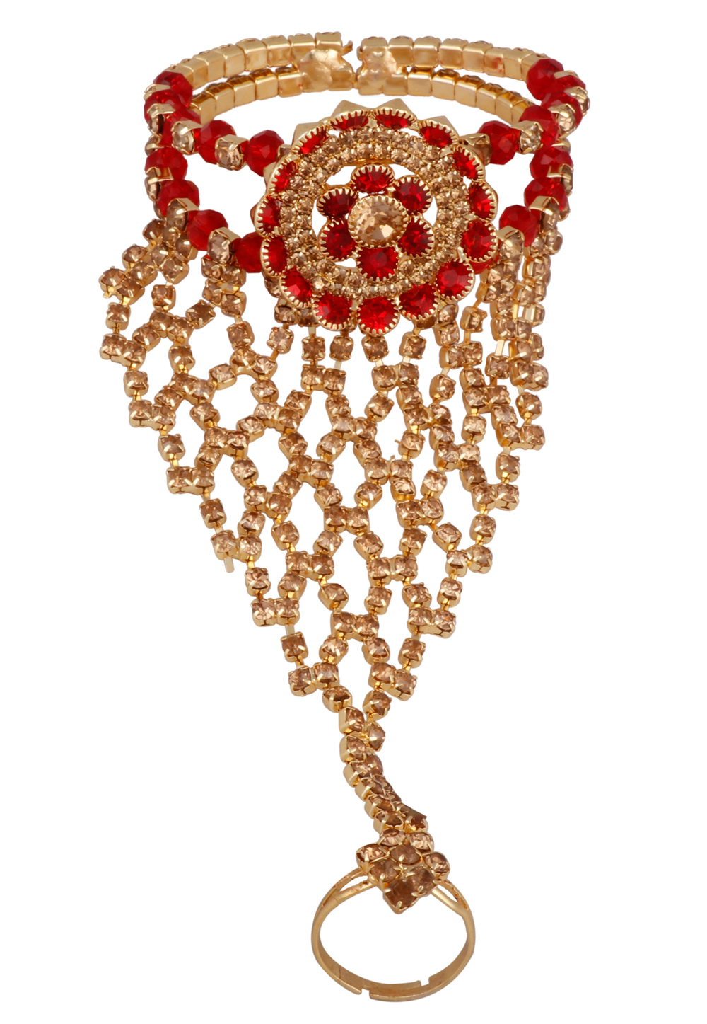 Red Alloy Gold Plated Hath Panja 209973