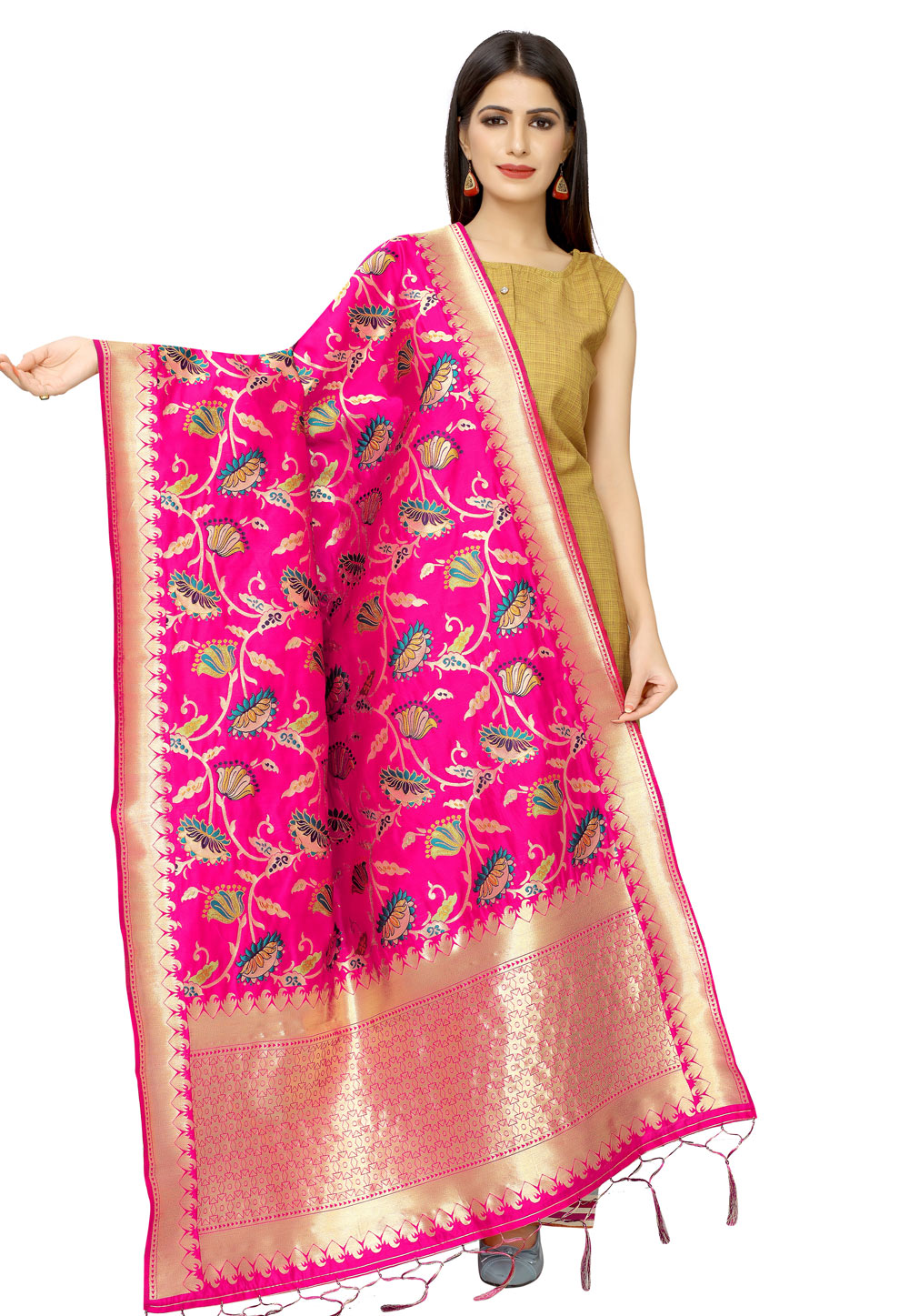 Pink Banarasi Silk Dupatta 202201