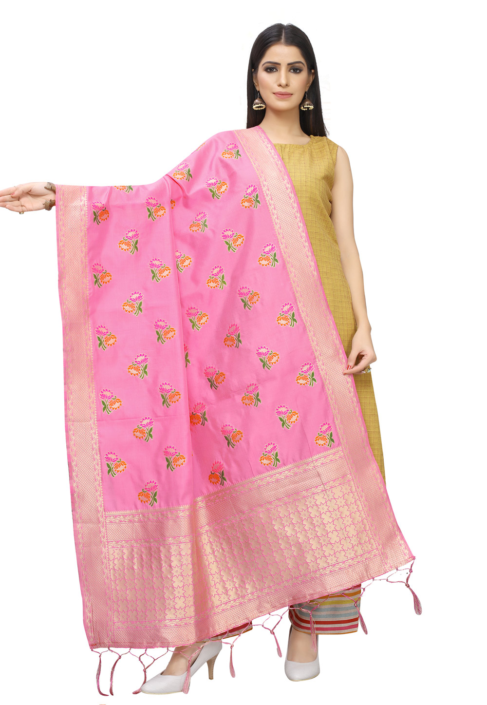 Pink Banarasi Silk Dupatta 202208