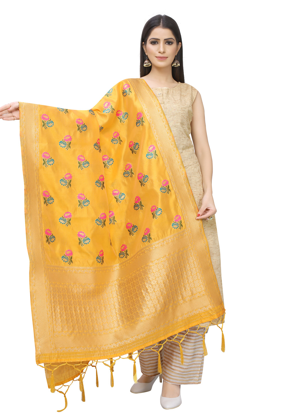 Yellow Banarasi Silk Dupatta 202211