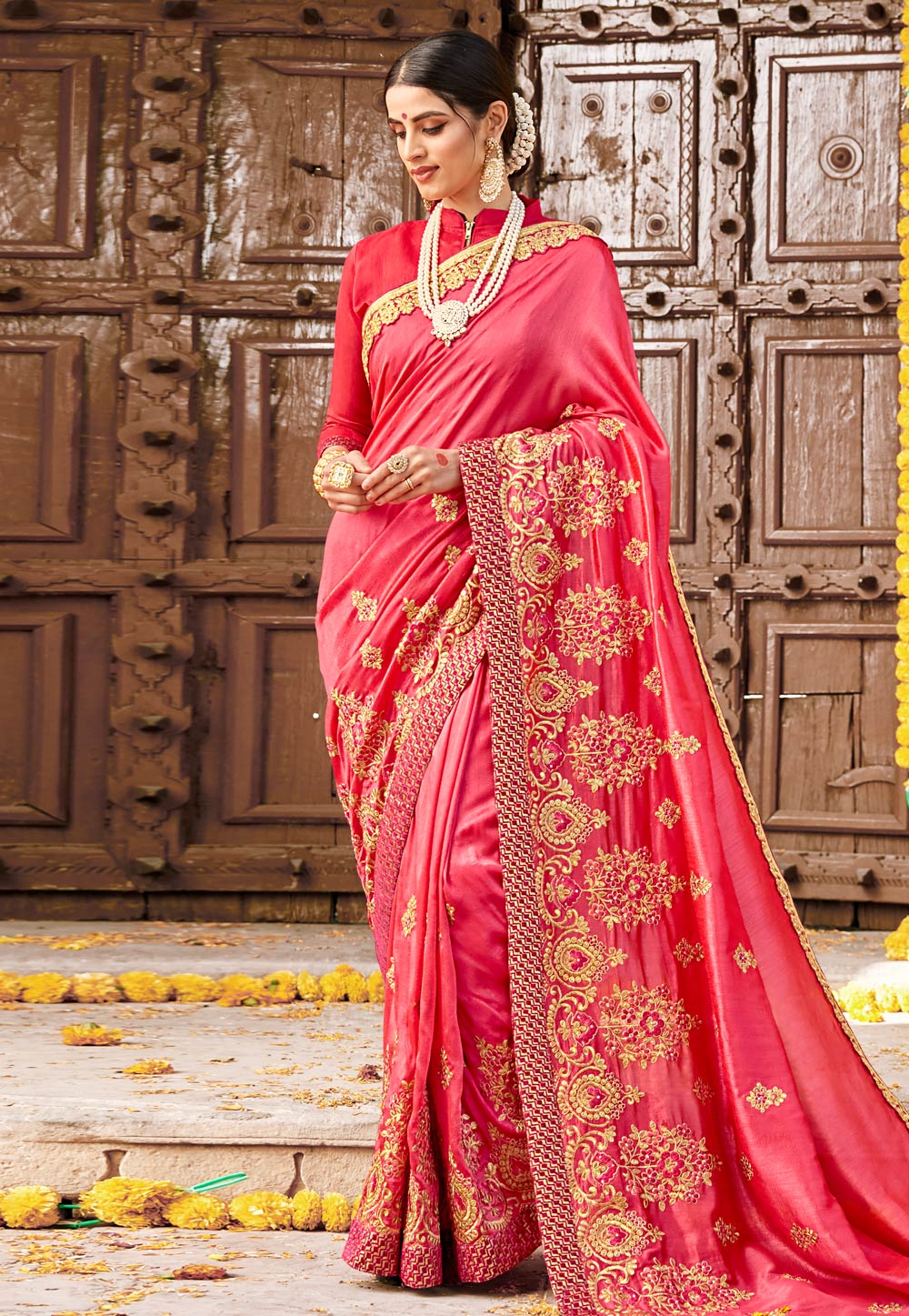 Pink Satin Festival Wear Saree 181736
