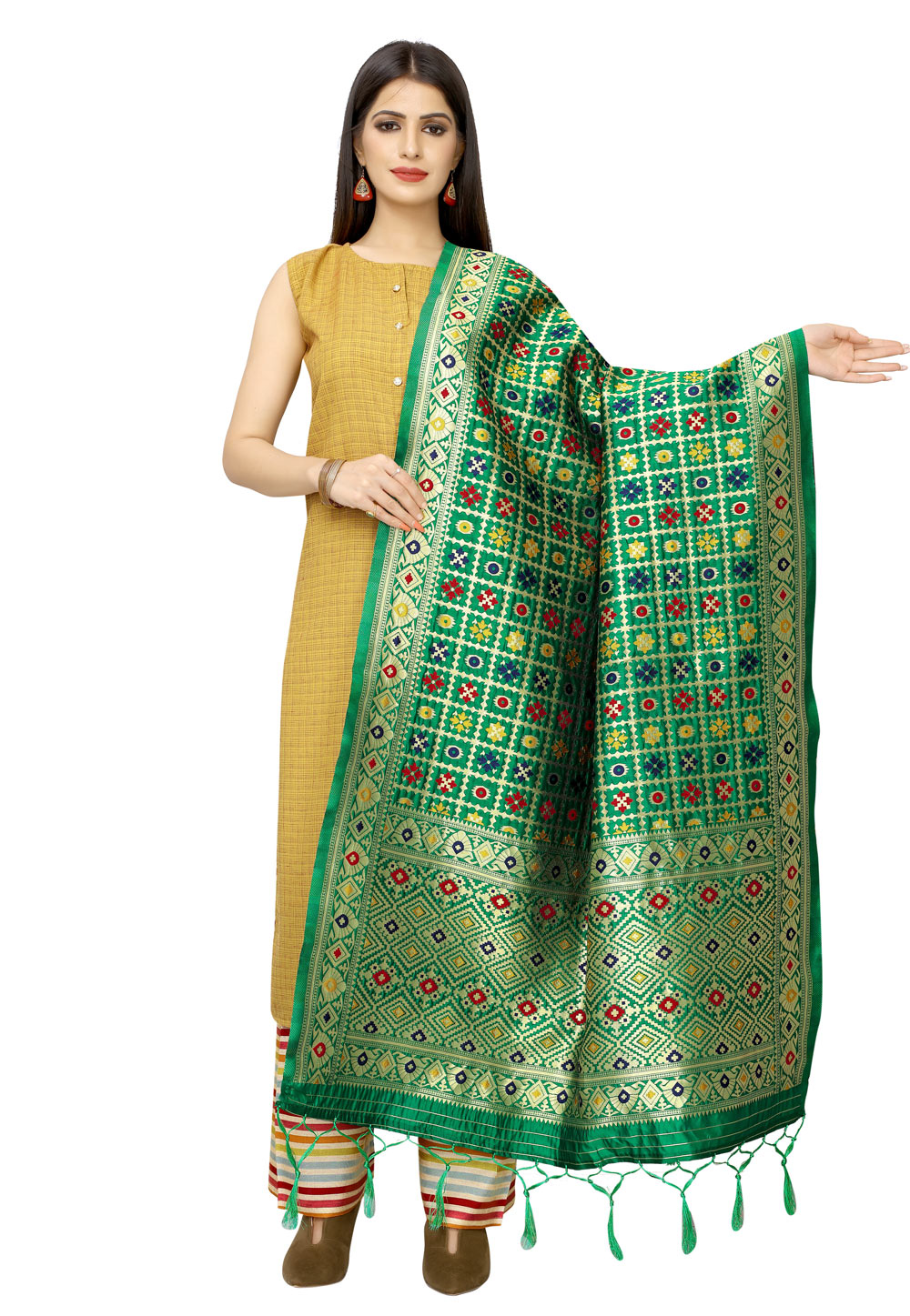 Green Banarasi Silk Dupatta 202215