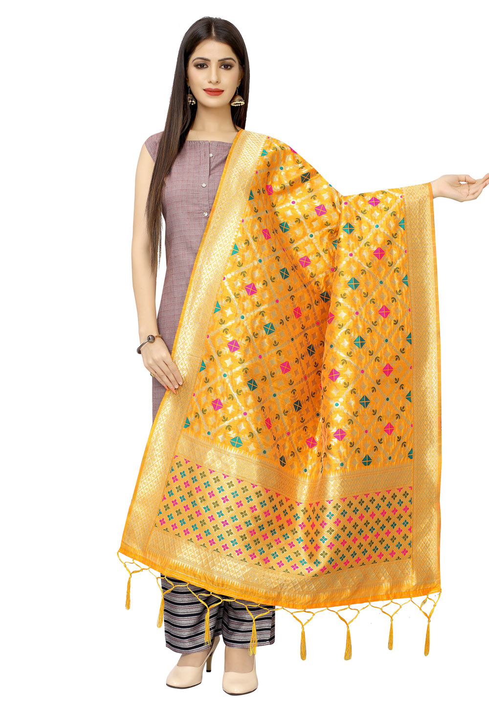 Yellow Banarasi Silk Dupatta 202242