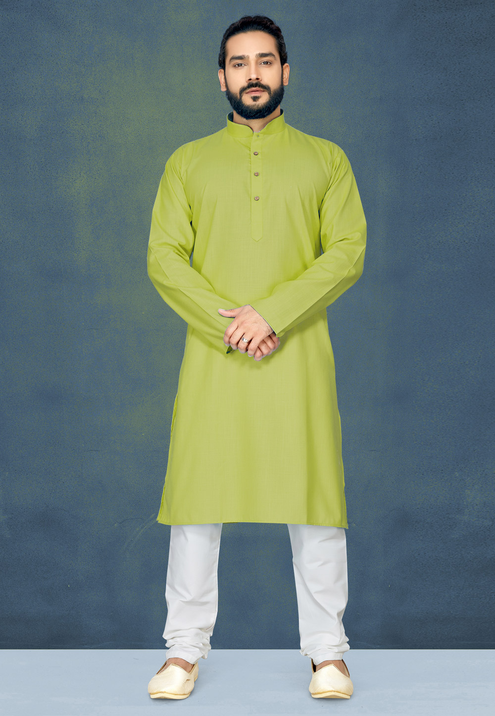 Green Cotton Readymade Kurta Pajama 204242