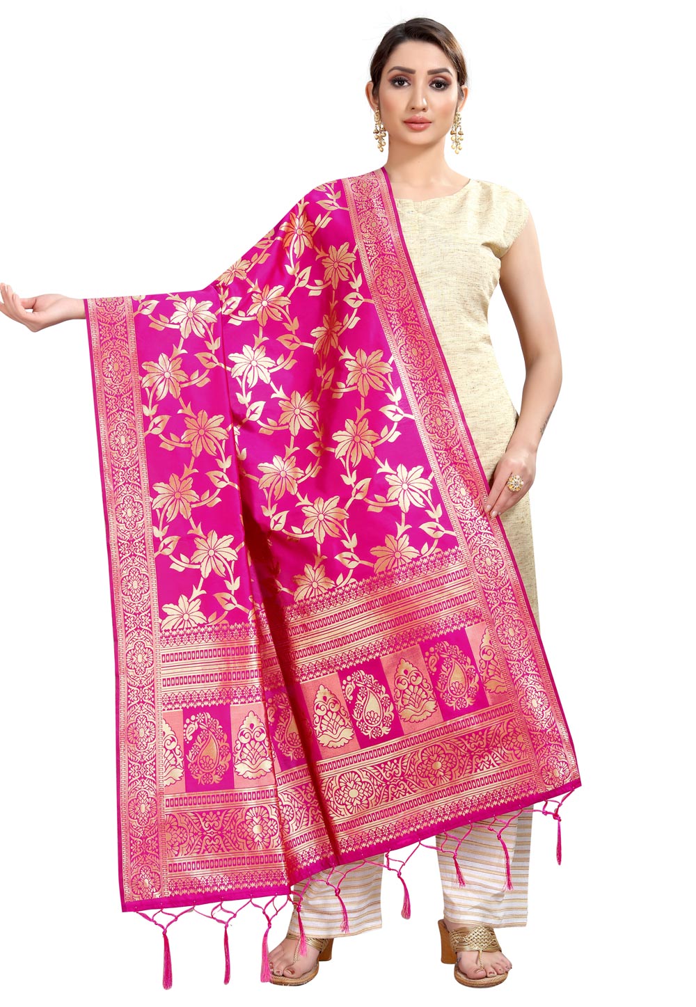 Pink Banarasi Silk Dupatta 202283
