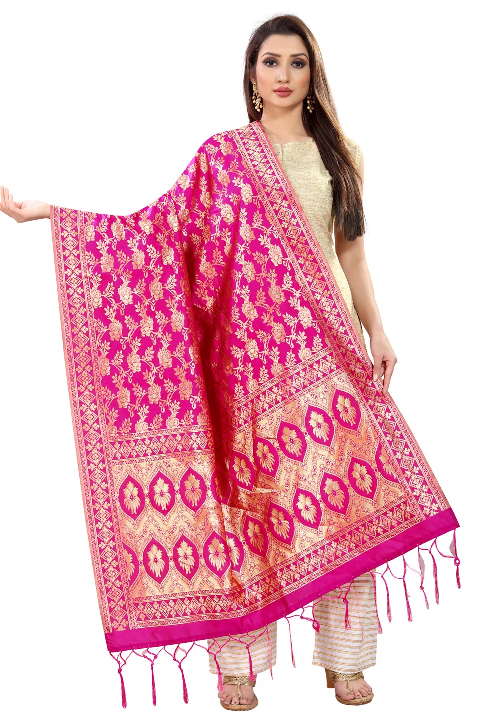 Pink Banarasi Silk Dupatta 202298