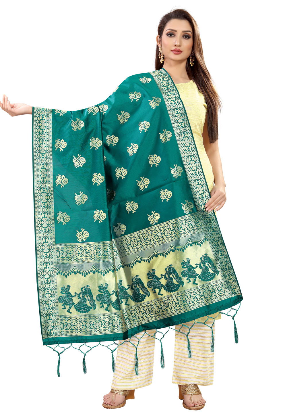 Turquoise Banarasi Silk Dupatta 202301