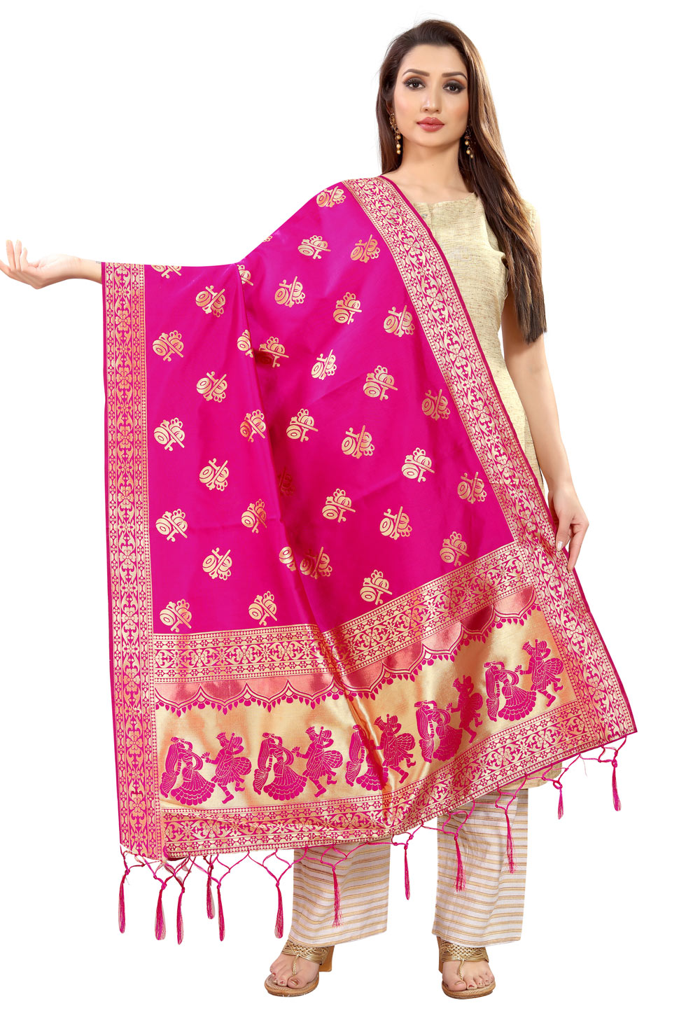 Pink Banarasi Silk Dupatta 202303