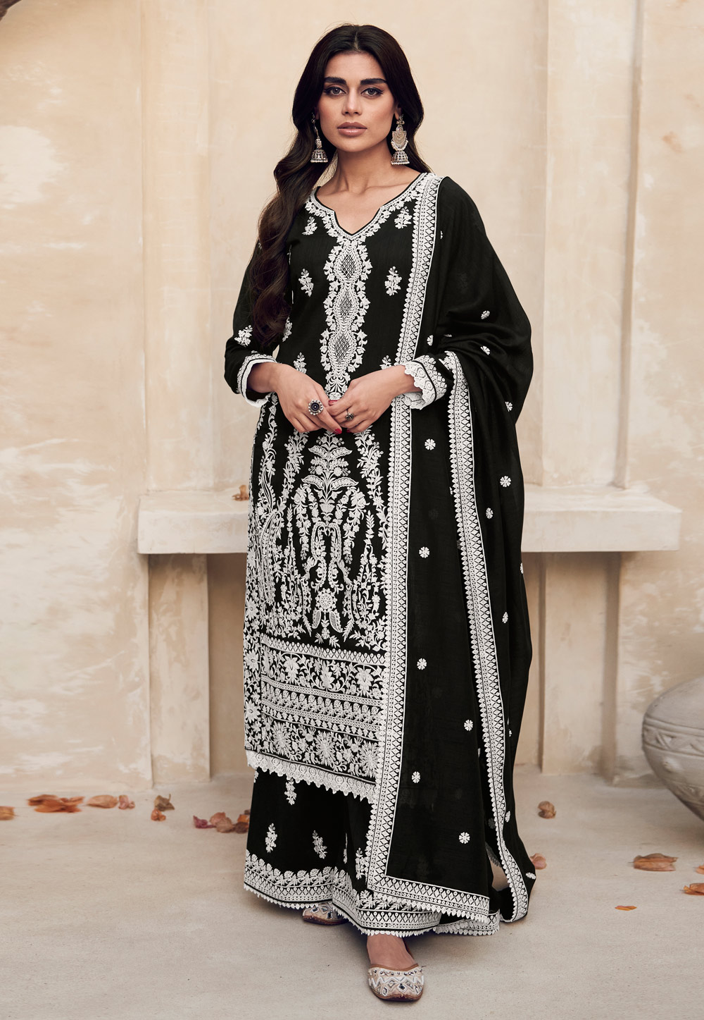 Black Silk Pakistani Suit