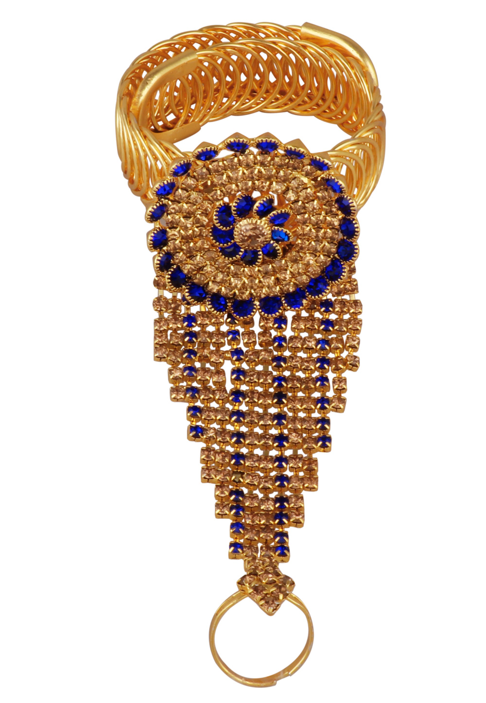 Blue Alloy Gold Plated Hath Panja 209975