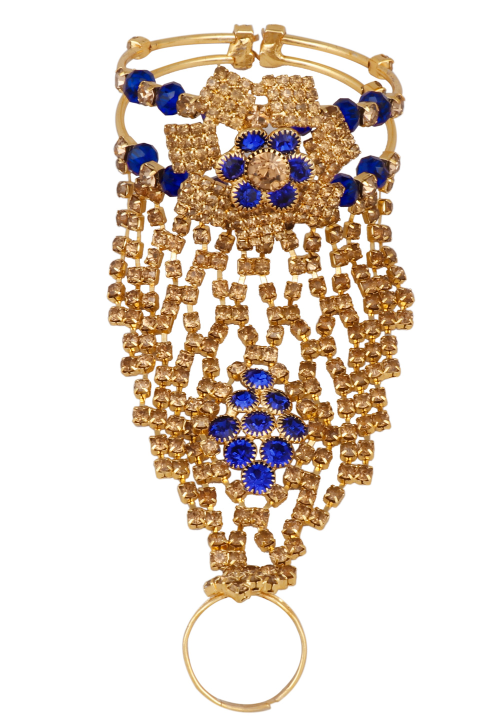 Blue Alloy Gold Plated Hath Panja 209976