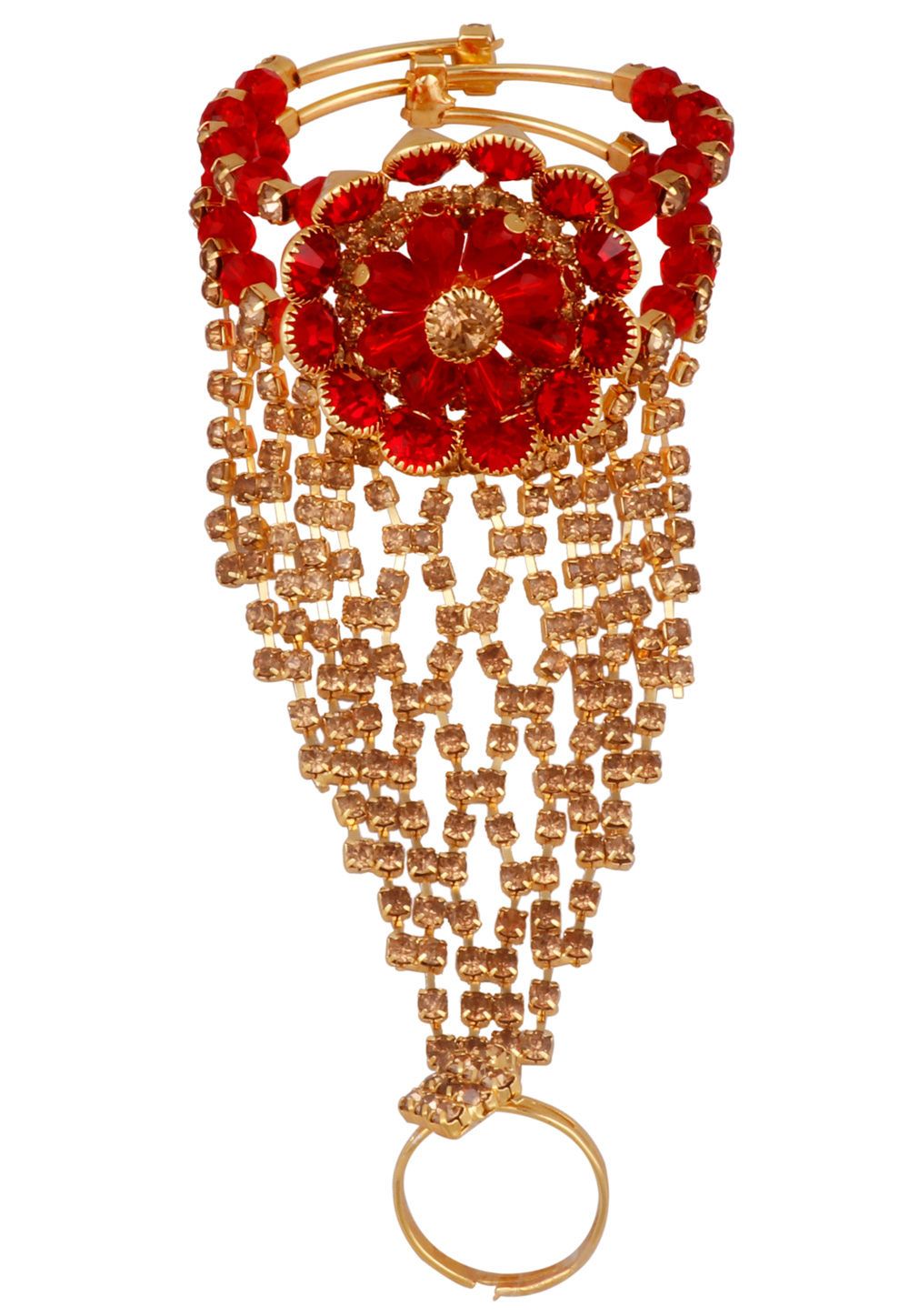 Red Alloy Gold Plated Hath Panja 209979